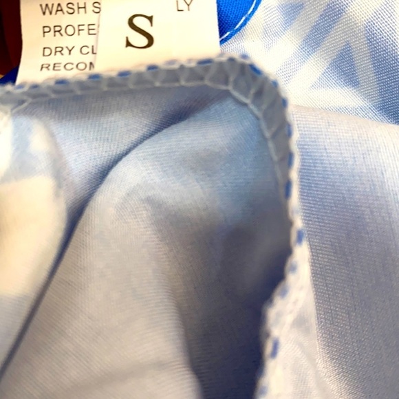 Women’s Blue & White Polyester Beach Coverup Dress - Picture 7 of 8